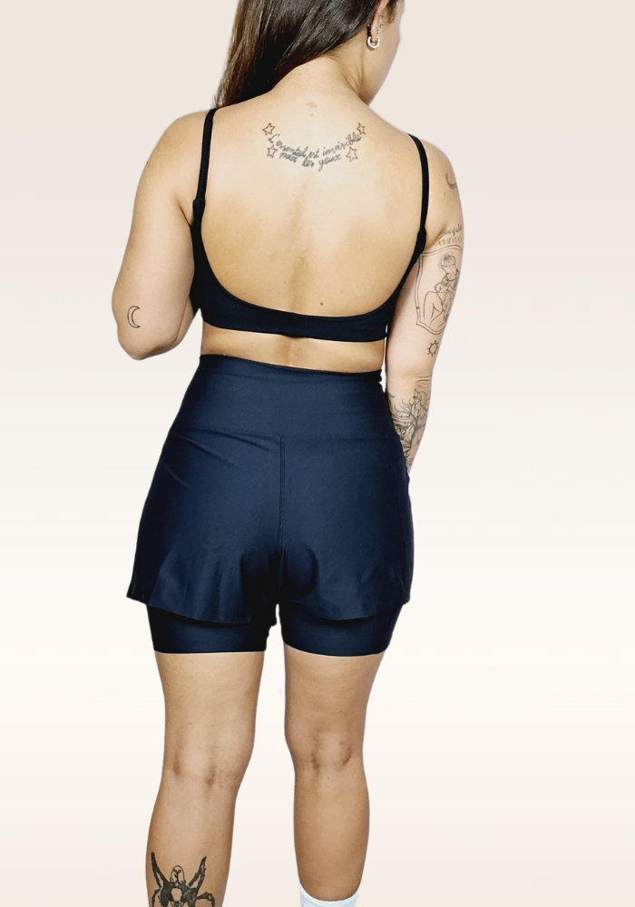 Shorts DUPLO Vibe Preto. (Cintura Alta)