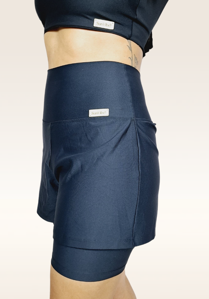 Shorts DUPLO Vibe Preto. (Cintura Alta)