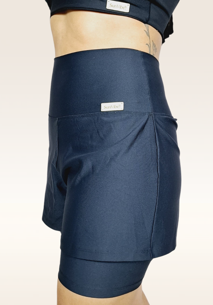 Shorts DUPLO Vibe Preto. (Cintura Alta)