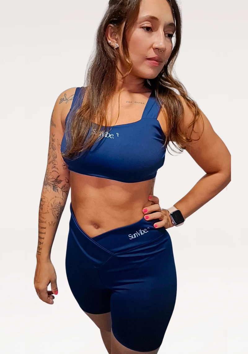 Shorts Vibe Cintura Alta Em V Azul Royal